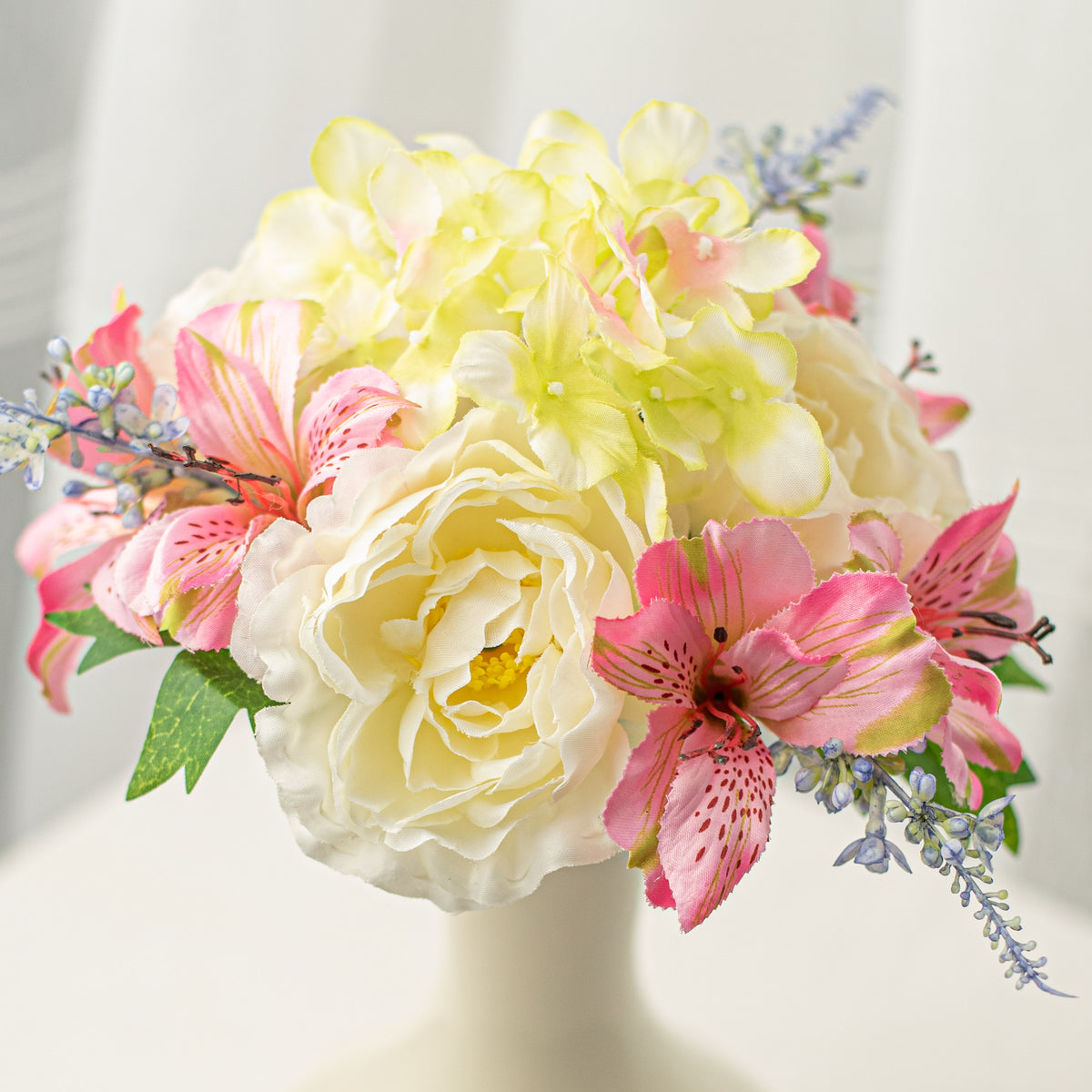 13" Ranunculus Hydrangea Alstroemeria Bundle: Pink & Cream Item Number: 285732