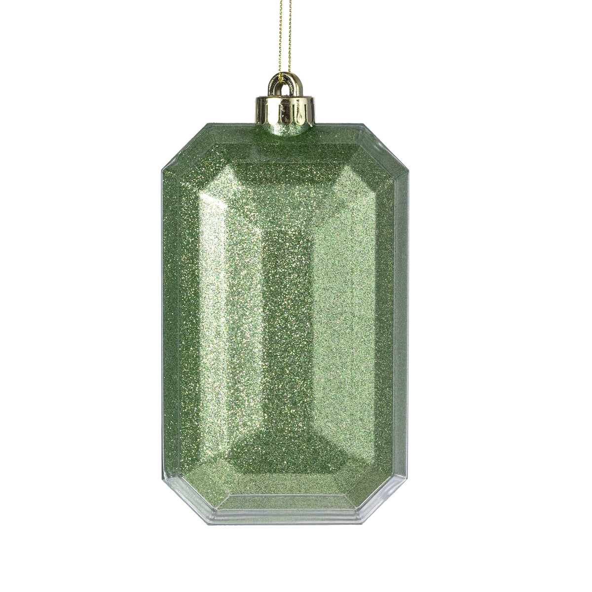 7" Rectangle Gem Ornament: Glitter Inside Sage Green Item Number: XJ7166X8