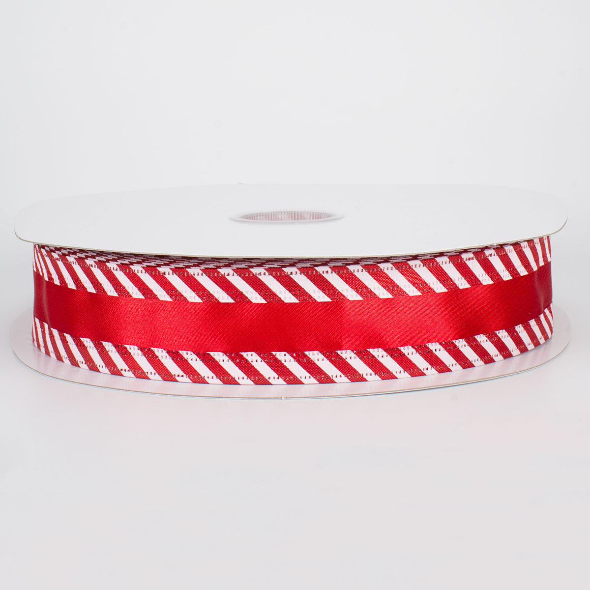 1.5" Red Satin with Candy Cane Edge Ribbon (50 Yards)