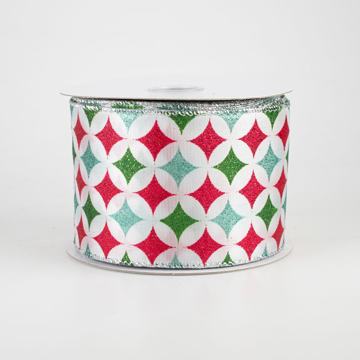 2.5" Retro Star Diamond Ribbon: Red, Mint, Emerald (10 Yards) Item Number: 71007-40-06