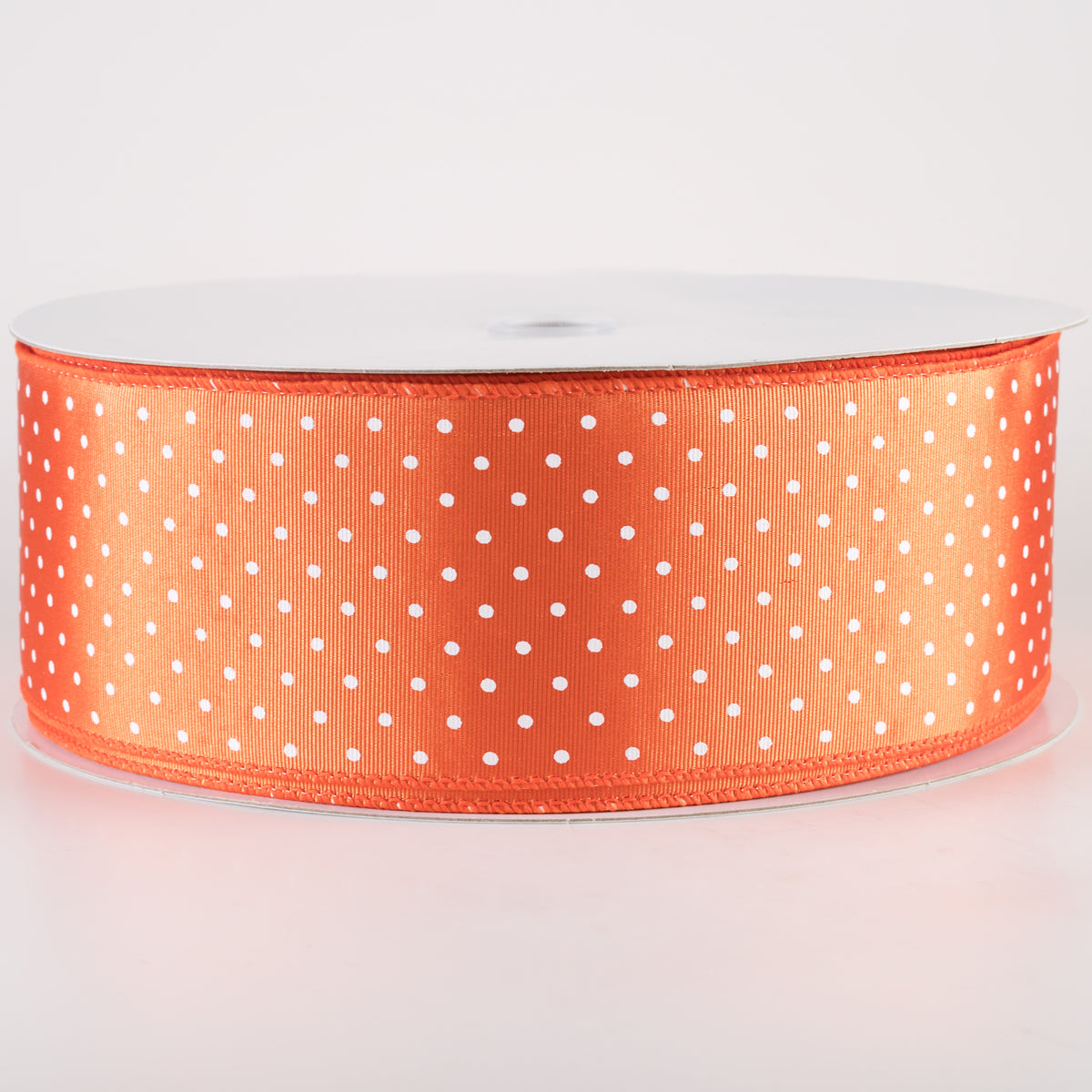 2.5" Ribbed Satin Microdots Ribbon: Orange (50 Yards) Item Number: 841-40-446