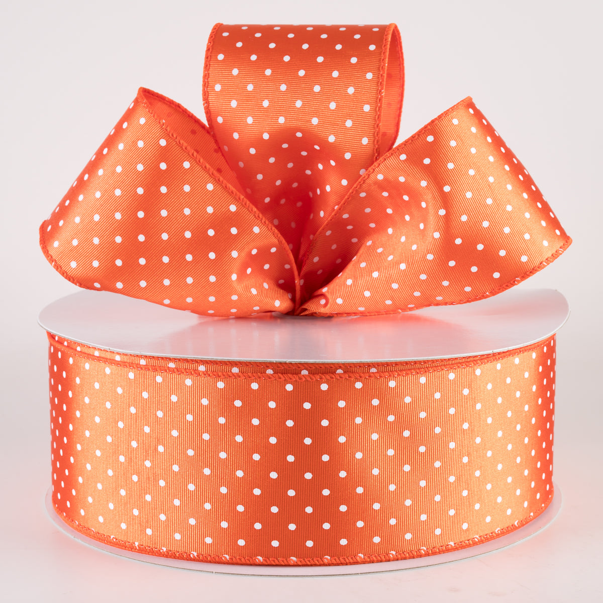 2.5" Ribbed Satin Microdots Ribbon: Orange (50 Yards) Lifestyle Photo