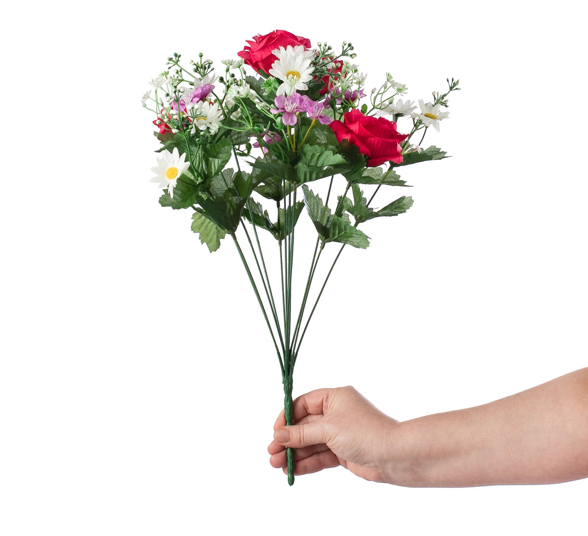 18" Rose & Daisy Bush: Lavender & Fuchsia detail photo 3