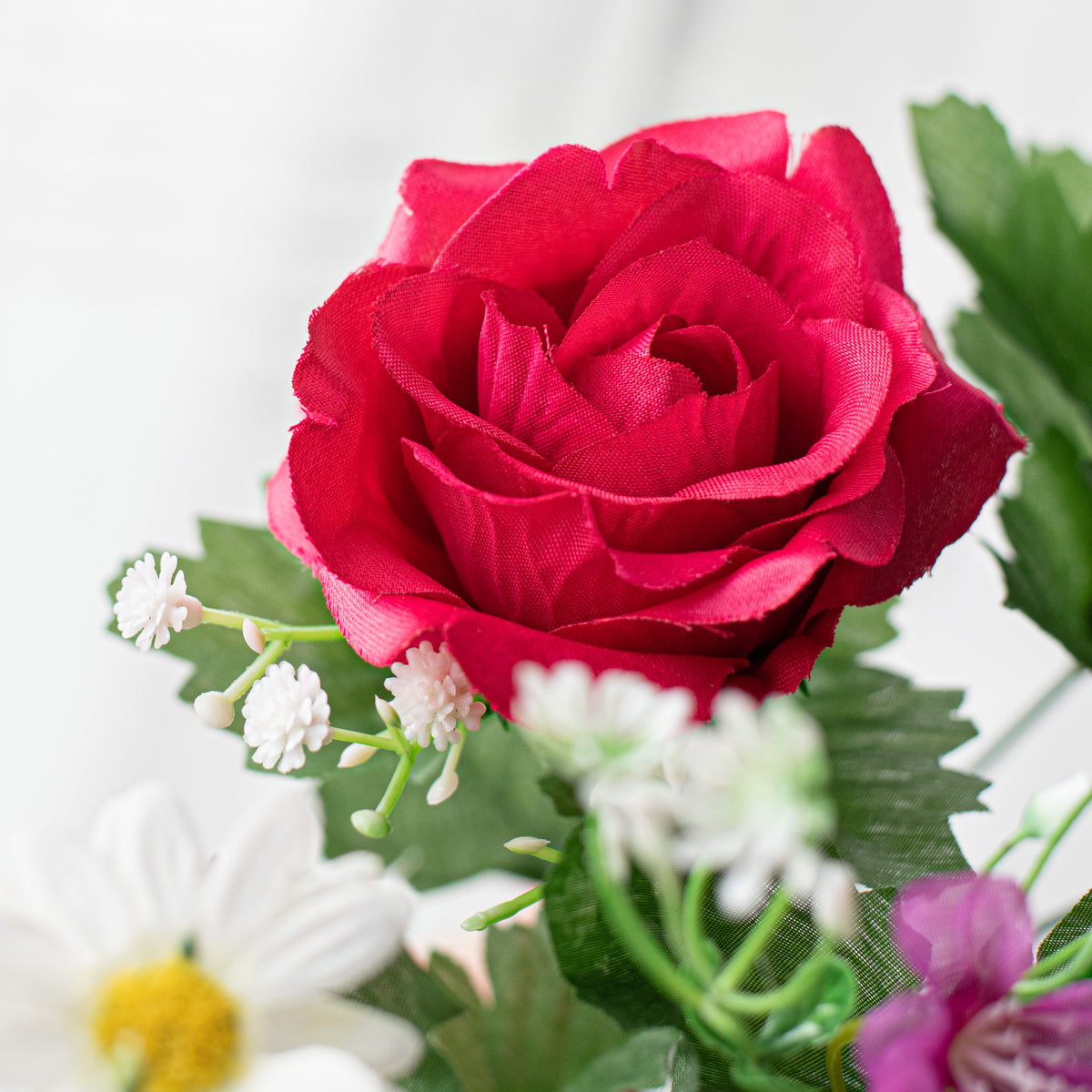 18" Rose & Daisy Bush: Lavender & Fuchsia detail photo 5
