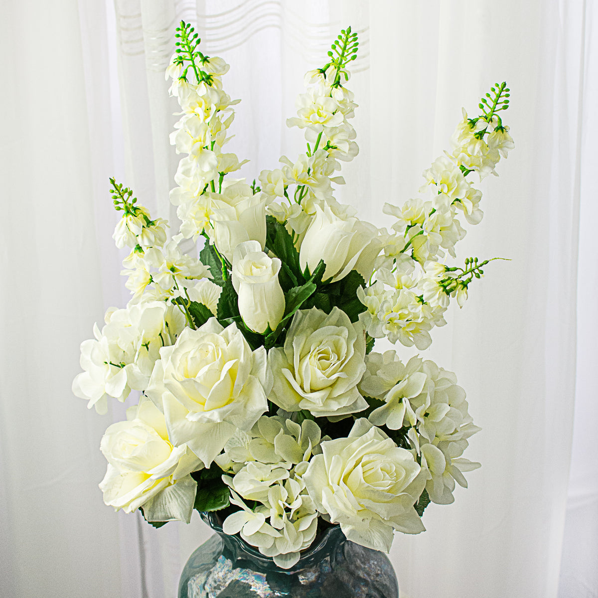 30" Rose Hydrangea Delphinium Bush: Cream Item Number: 32451CM