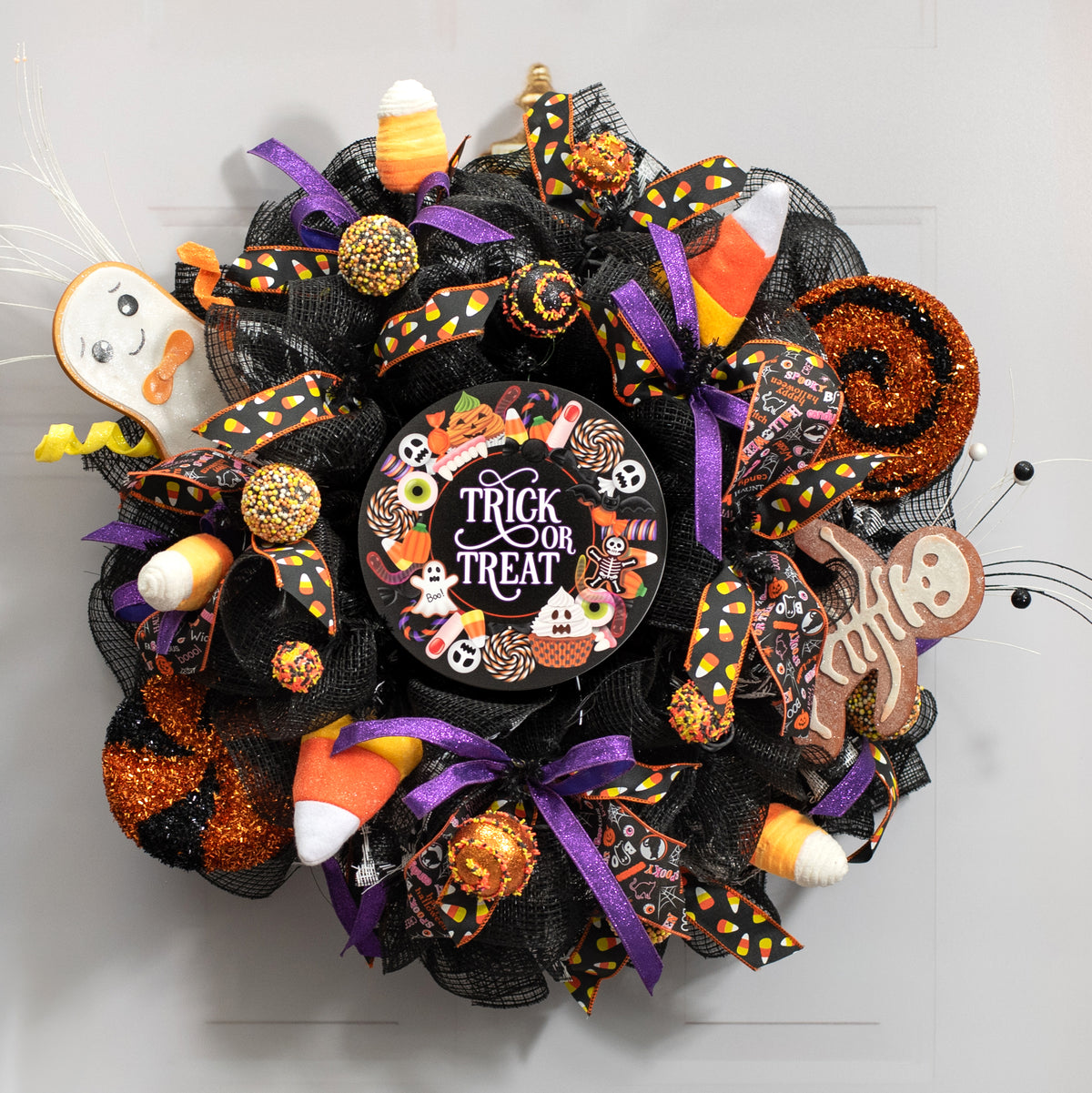 8.5" Round Waterproof Sign: Trick or Treat Candy Lifestyle Photo