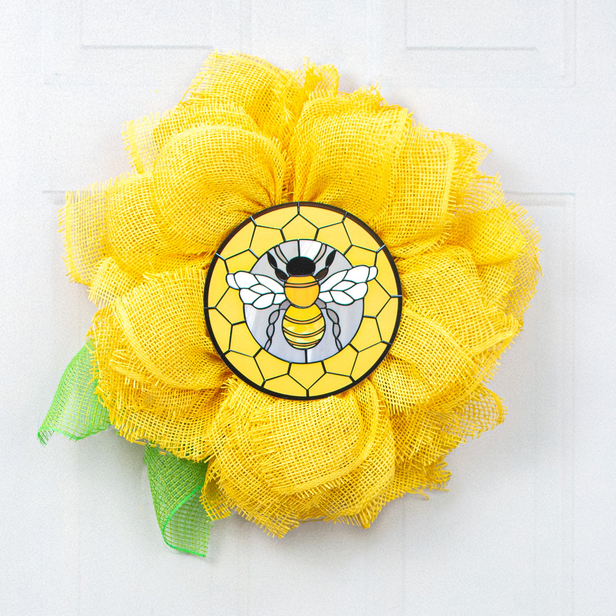8.5" Round Waterproof Accent: Stained Glass Honey Bee Lifestyle Photo