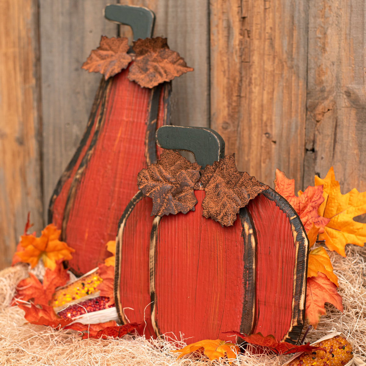 10" Round Wooden Pumpkin: Antique Orange Lifestyle Photo