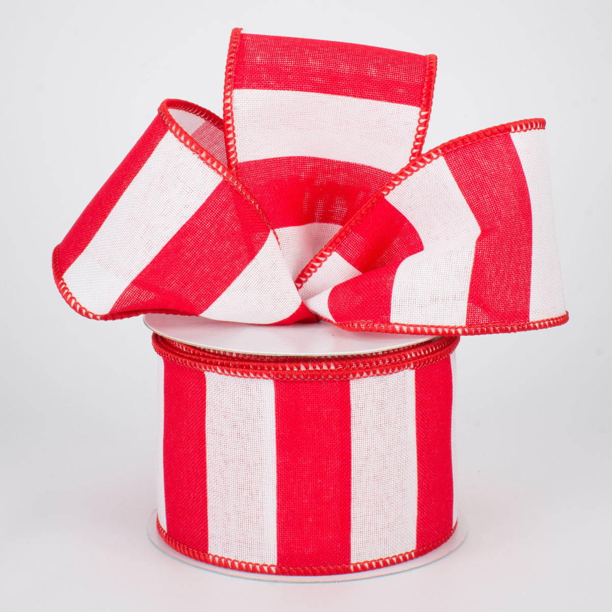 2.5" Royal Canvas Wide Stripe Ribbon: White & Red (10 Yards) Lifestyle Photo