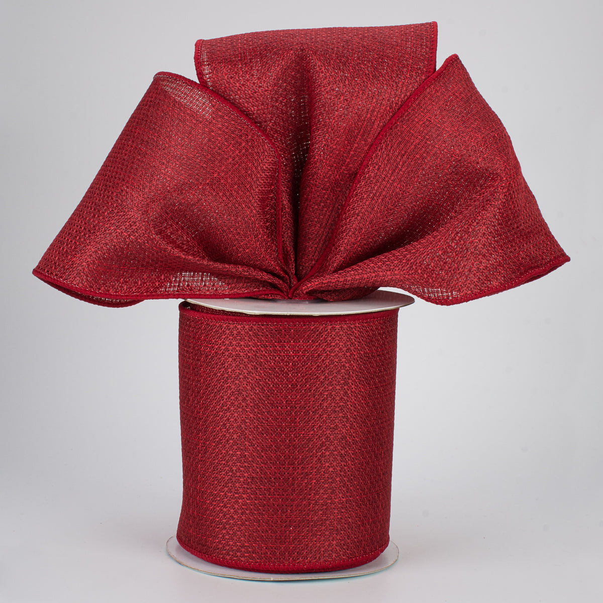 4" Royal Faux Burlap Ribbon: Burgundy (10 Yards) Lifestyle Photo