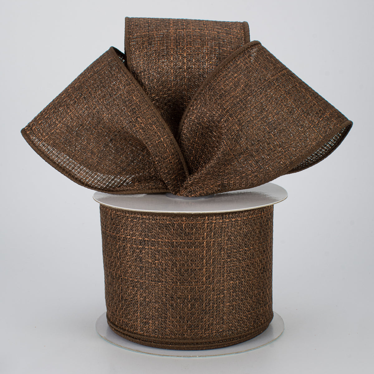 2.5" Royal Faux Burlap Ribbon: Mocha Brown (10 Yards) Lifestyle Photo