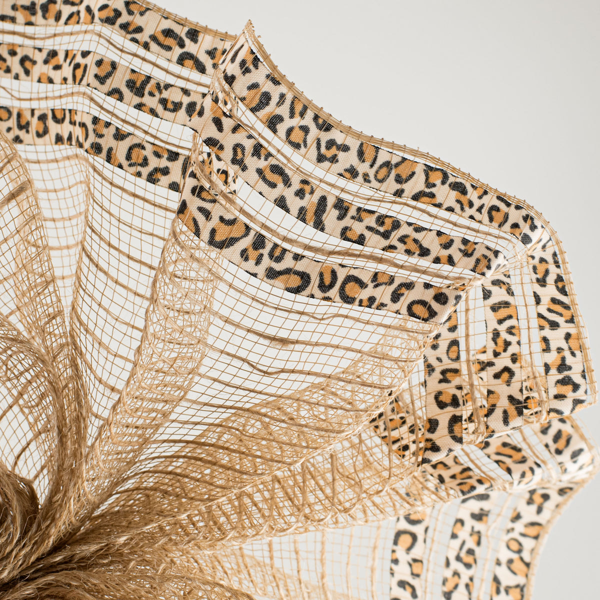 10" Ruffle Patterned Mesh: Natural Jute & Cheetah Print Lifestyle Photo
