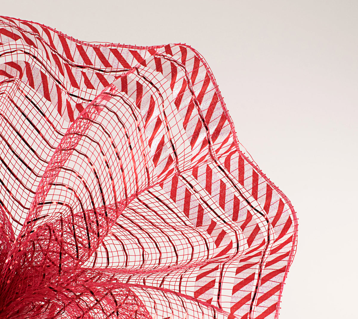 10" Ruffle Patterned Mesh: Red Metallic & Candy Cane Print Lifestyle Photo