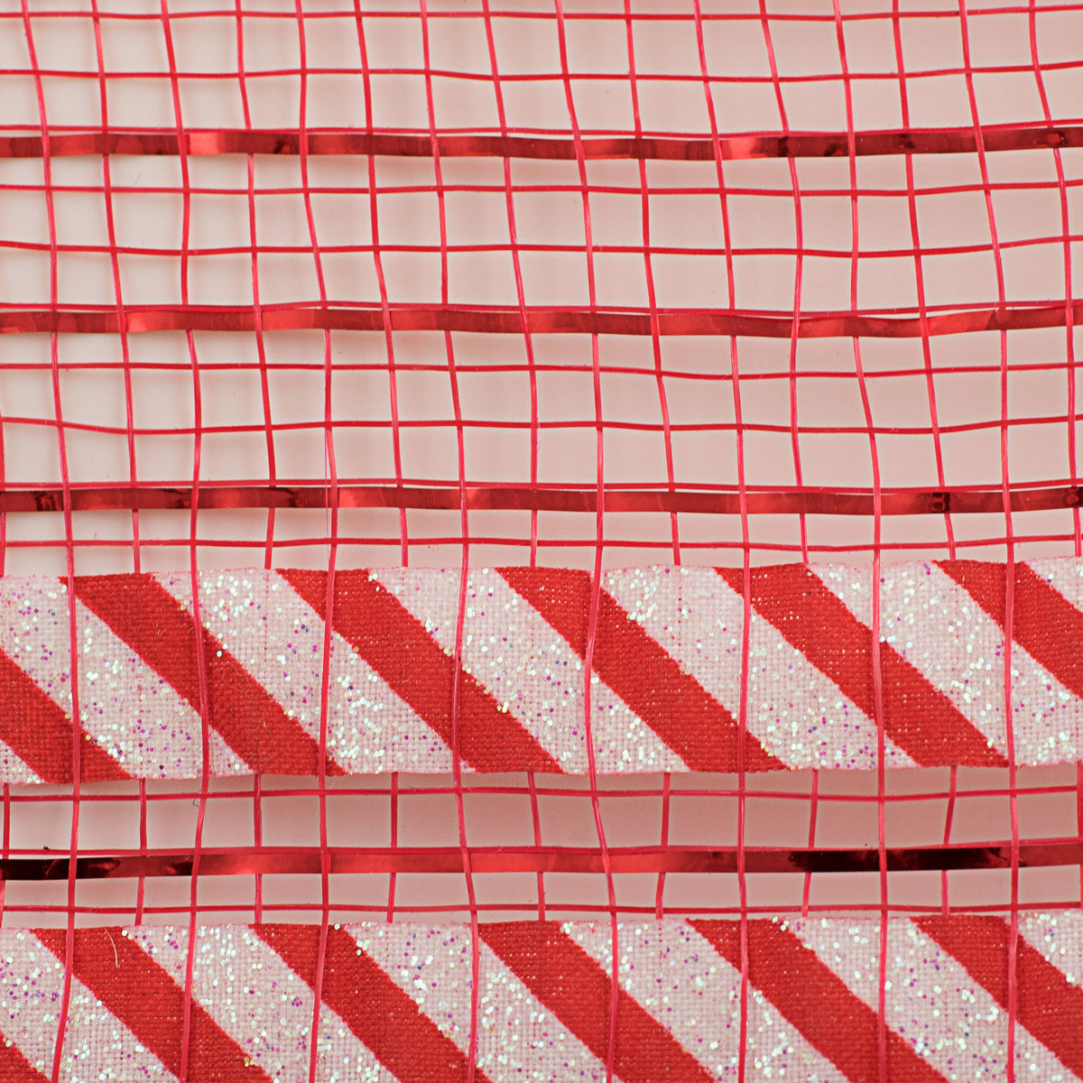 10" Ruffle Patterned Mesh: Red Metallic & Candy Cane Print detail photo 3
