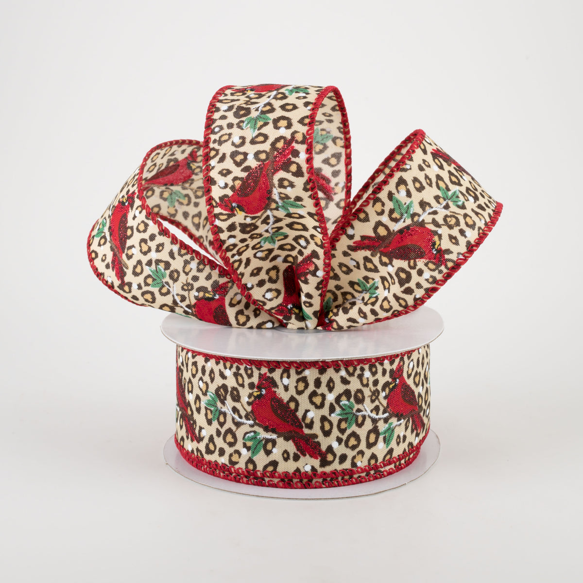 1.5" Satin Cheetah Print Cardinal Ribbon (10 Yards) Lifestyle Photo