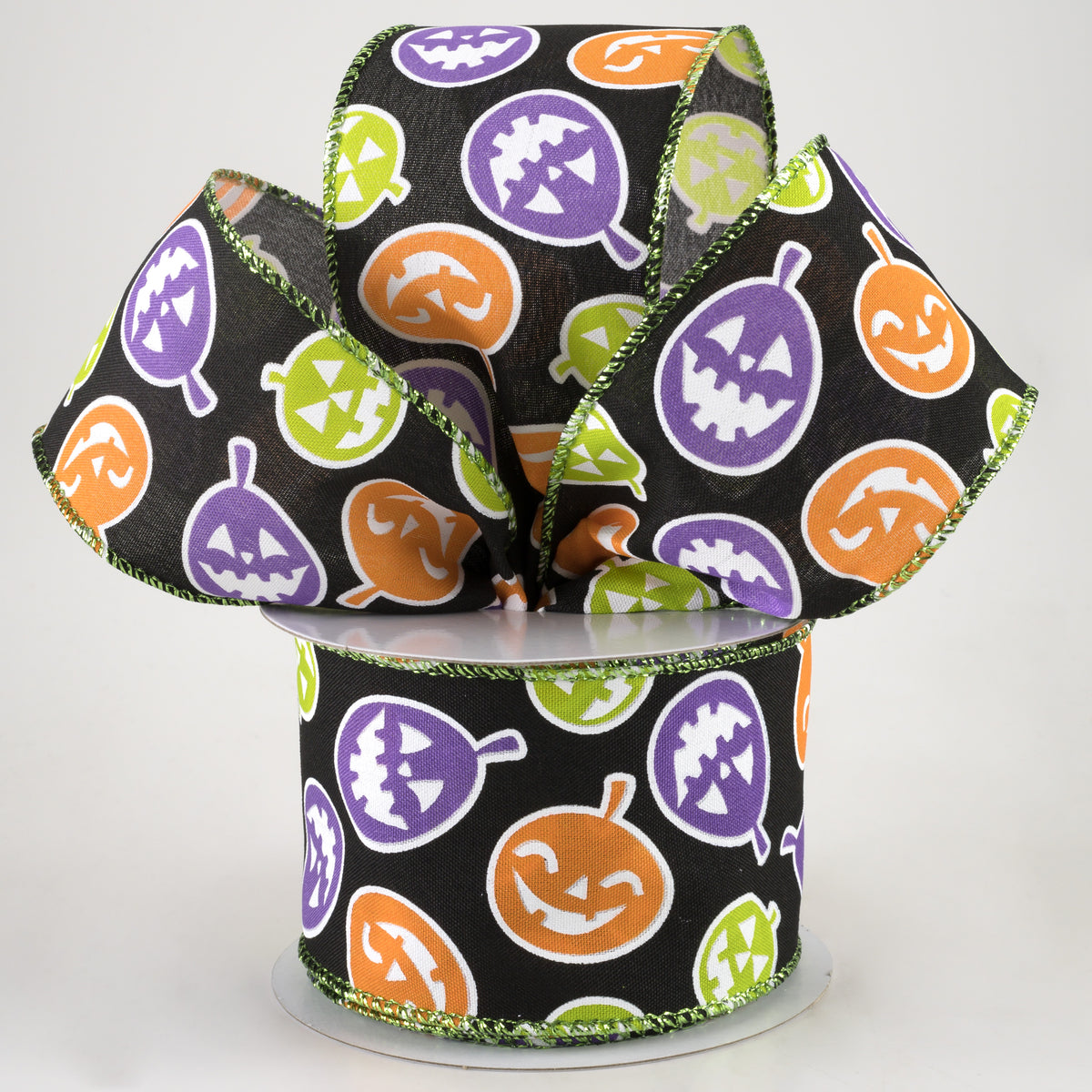 2.5" Satin Neon Jack O Lantern Ribbon: Black (10 Yards) Lifestyle Photo