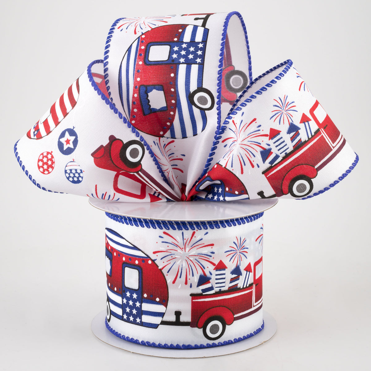 2.5" Satin Patriotic Truck & Camper Ribbon (10 Yards) Lifestyle Photo