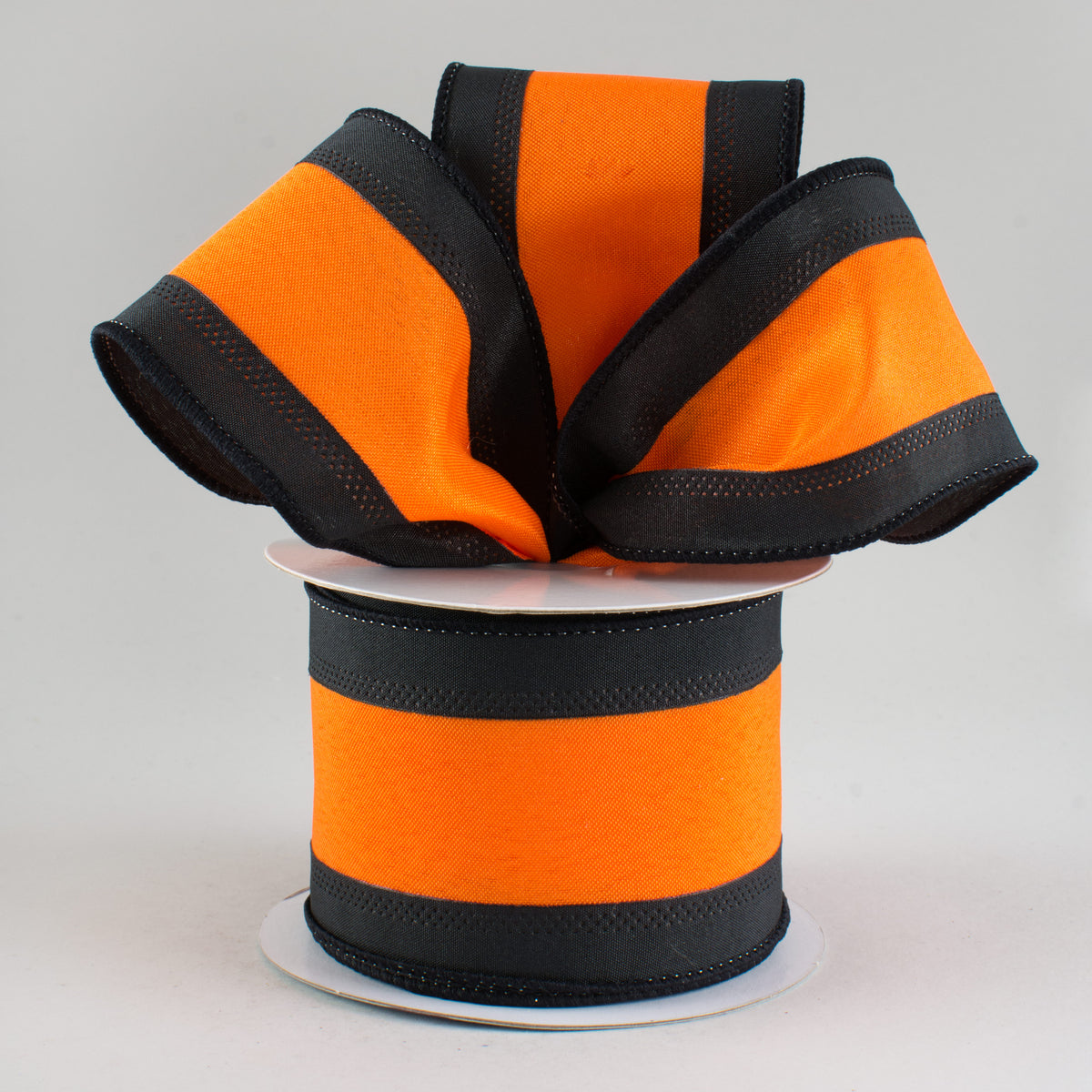 2.5" Satin Team Stripe Ribbon: Black & Orange (10 Yards) Lifestyle Photo