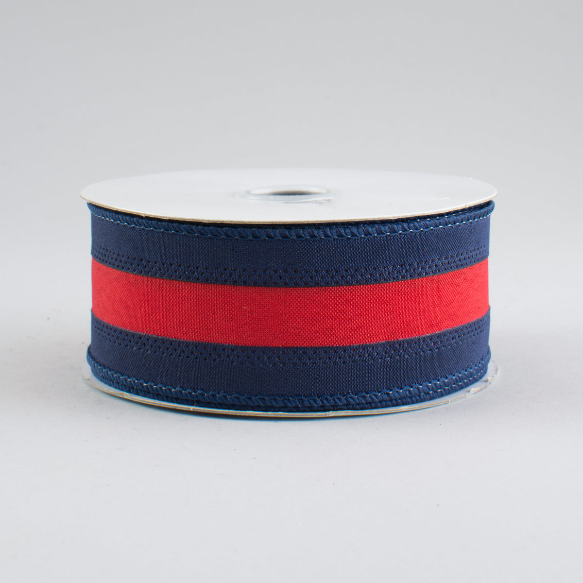 1.5" Satin Team Stripe Ribbon: Navy & Red (10 Yards) Item Number: RN5271CW