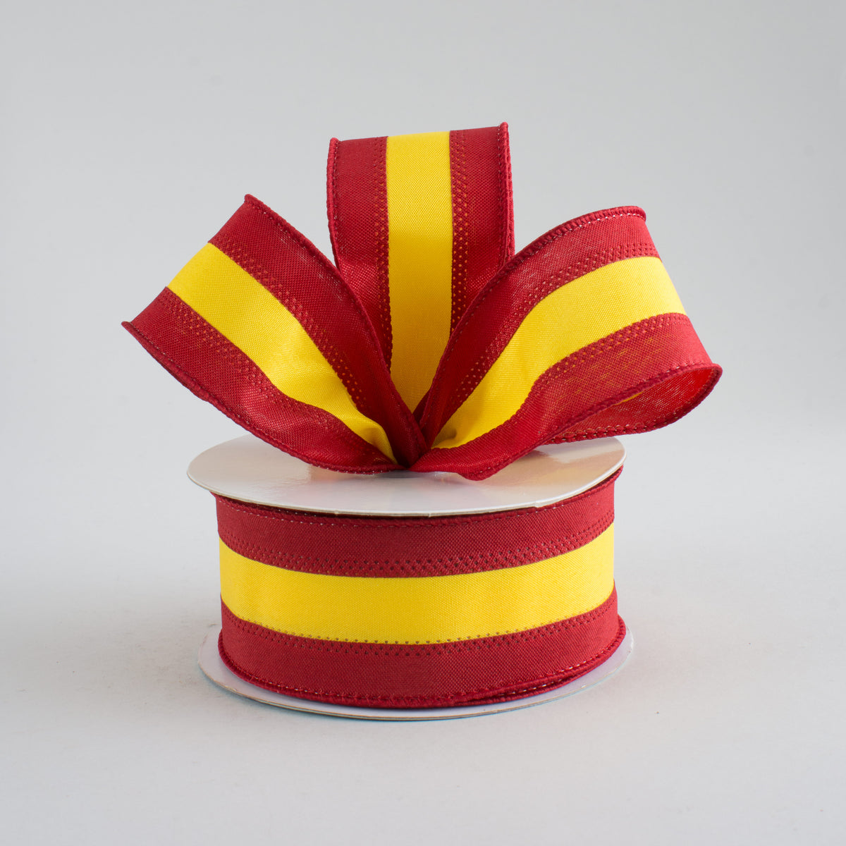 1.5" Satin Team Stripe Ribbon: Red & Gold (10 Yards) Lifestyle Photo