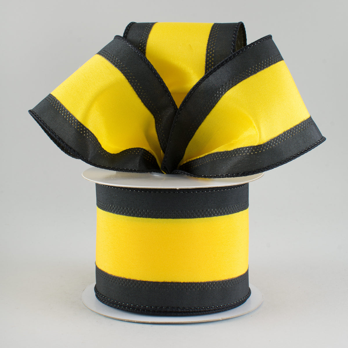 2.5" Satin Team Stripe Ribbon: Yellow & Black (10 Yards) Lifestyle Photo
