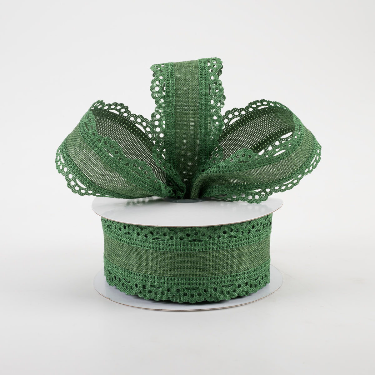 1.5" Scalloped Edge Ribbon: Emerald Green (10 Yards) Lifestyle Photo