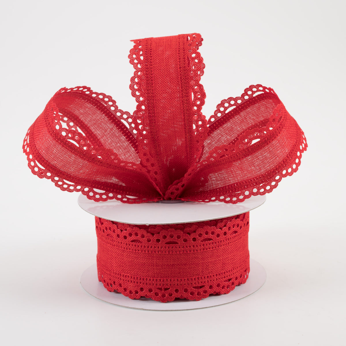 1.5" Scalloped Edge Ribbon: Red (10 Yards) Lifestyle Photo