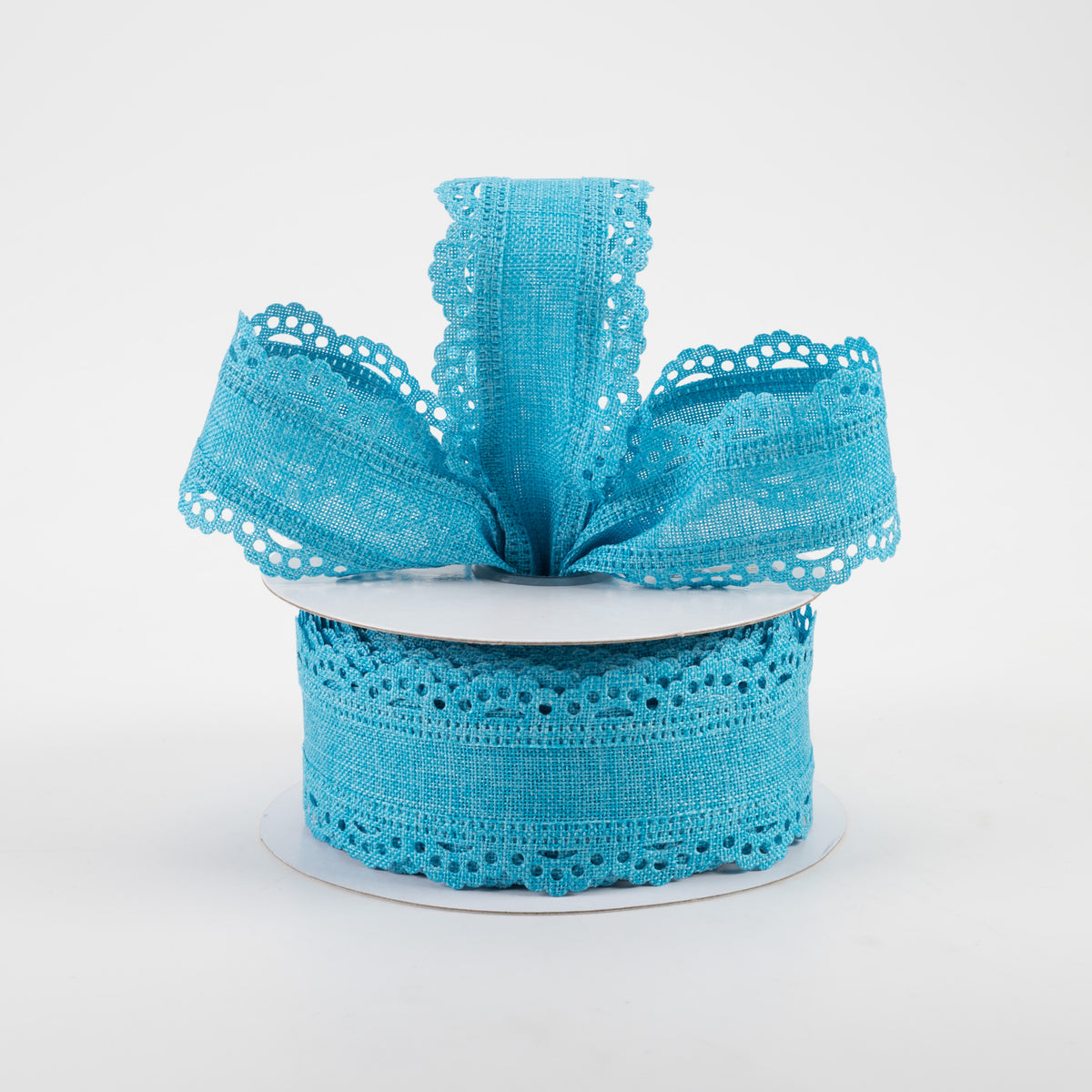 1.5" Scalloped Edge Ribbon: Turquoise (10 Yards) Lifestyle Photo