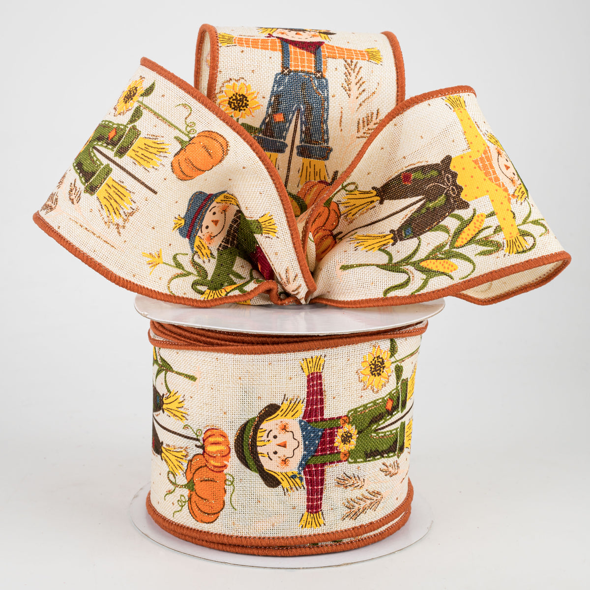 2.5" Scarecrows With Glitter Ribbon: Cream (10 Yards) Lifestyle Photo