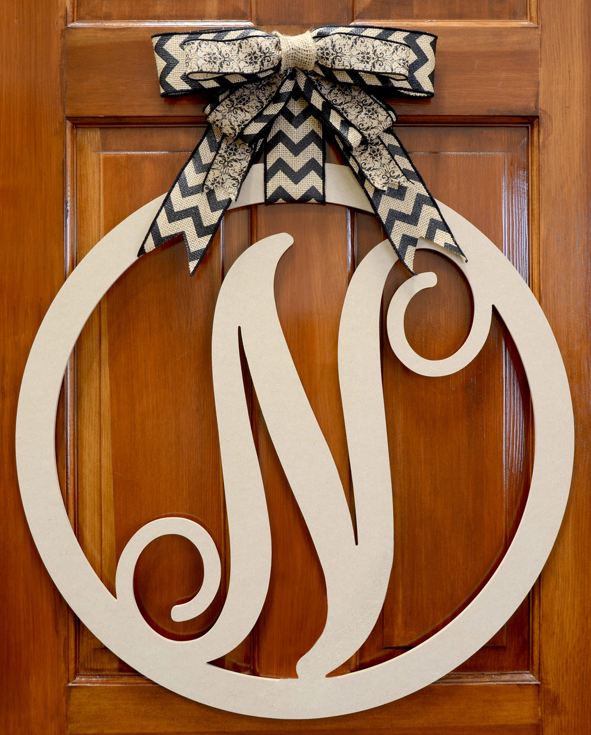 23" Script Circle Monogram Wooden Letter: N Lifestyle Photo