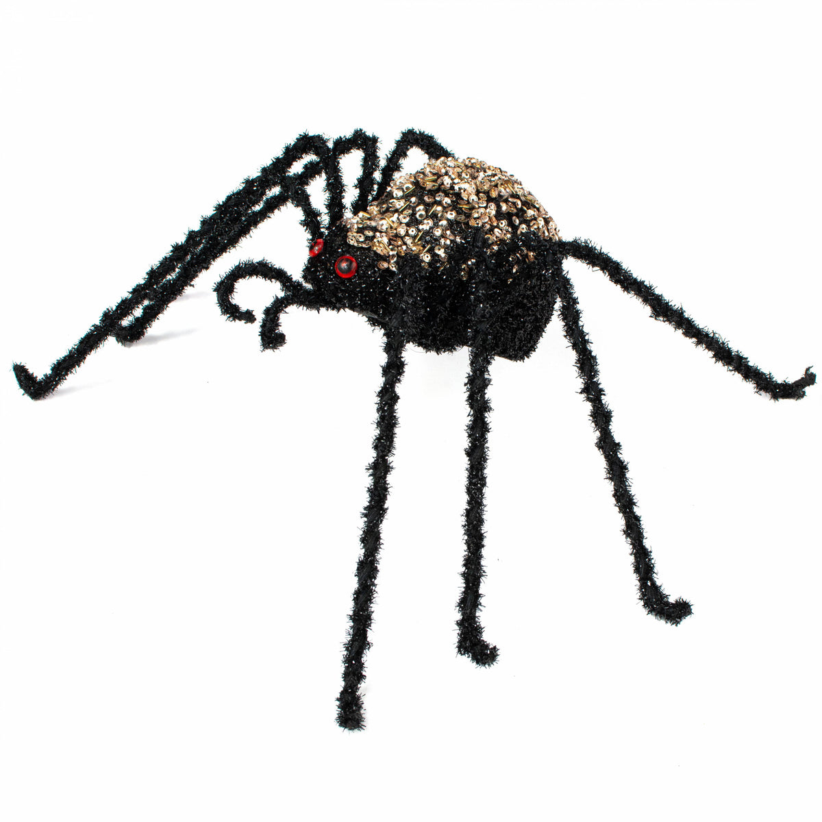16" Sequin & Bead Spider: Black & Champagne Gold Item Number: HH396932