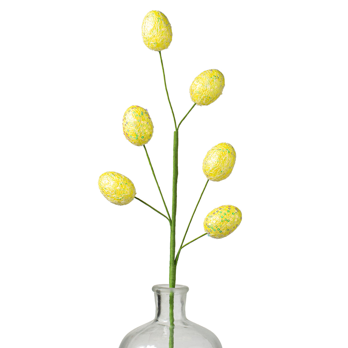 22" Sequin Easter Egg Spray: Yellow Item Number: 63495YW