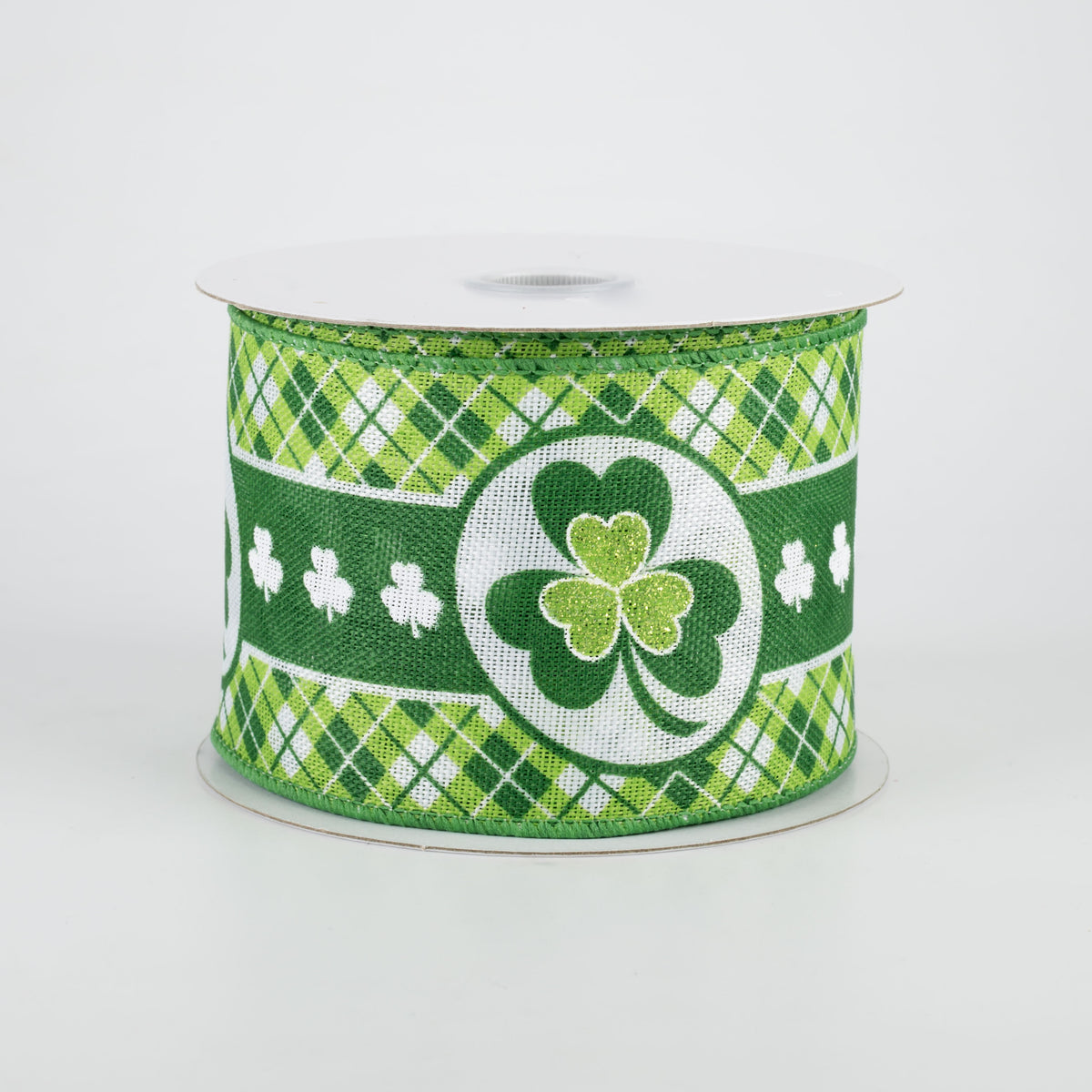 2.5" Shamrock Argyle Edge Ribbon (10 Yards)