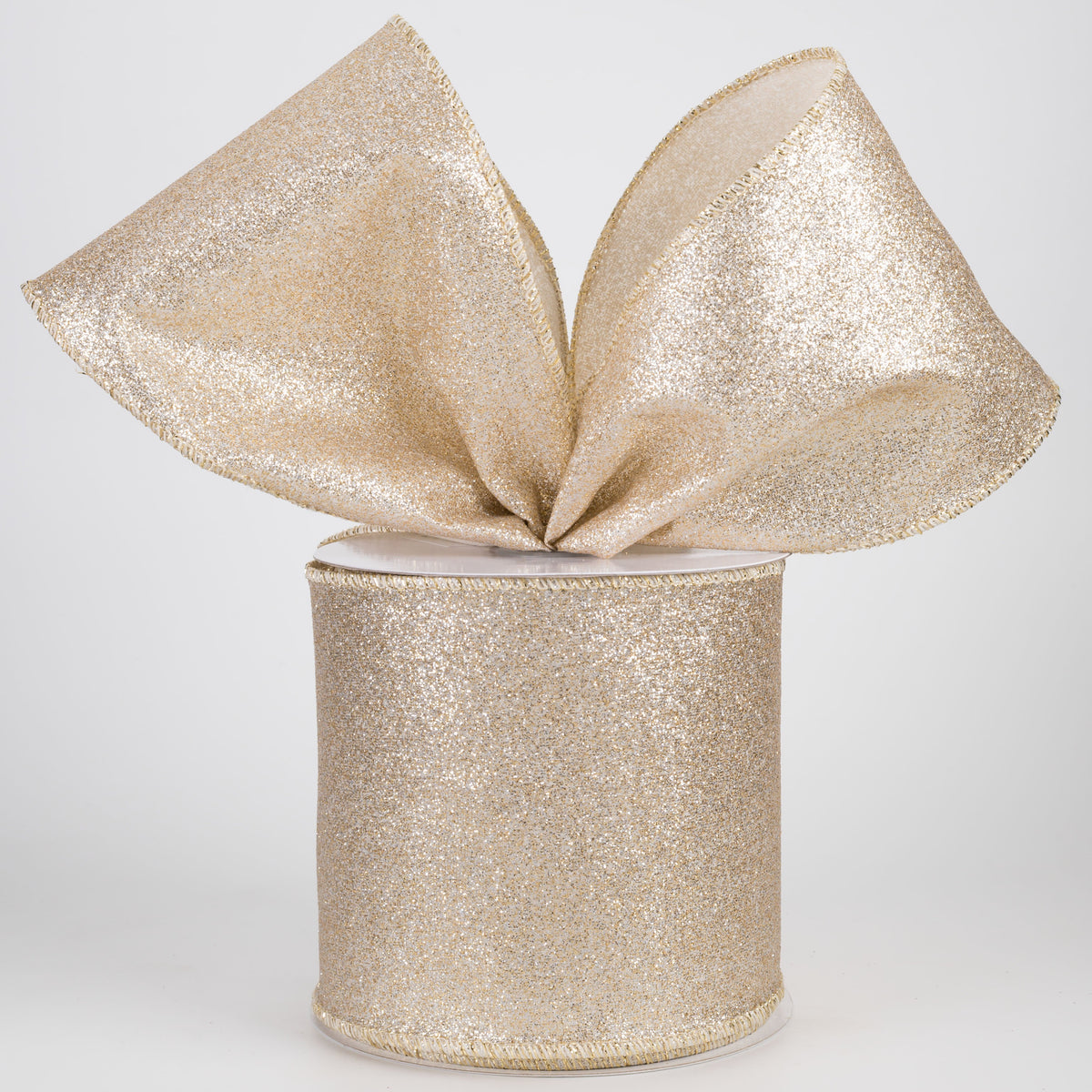 4" Shimmer Glitter Ribbon: Champagne Gold (10 Yards) Lifestyle Photo