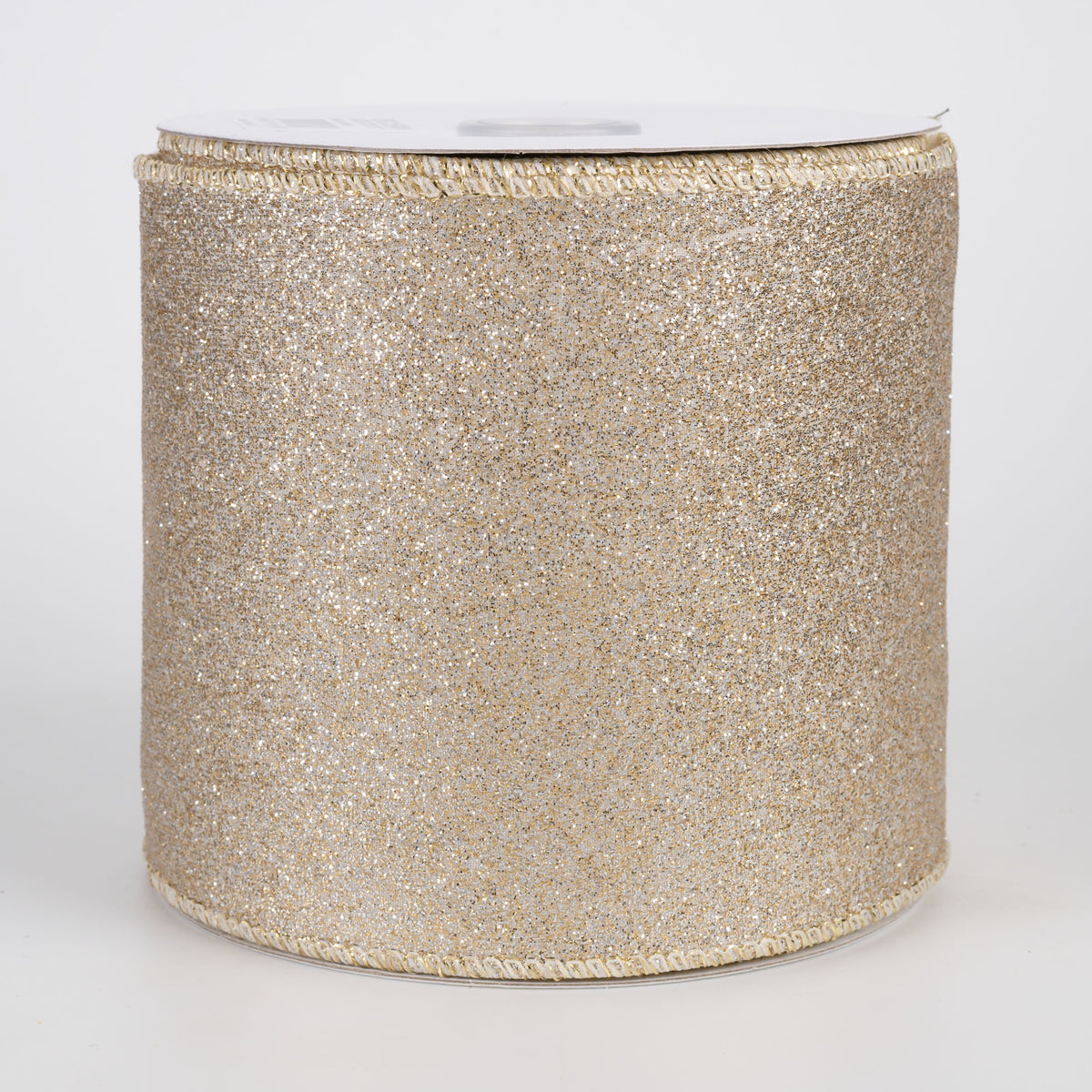 4" Shimmer Glitter Ribbon: Champagne Gold (10 Yards) Item Number: RGC159844