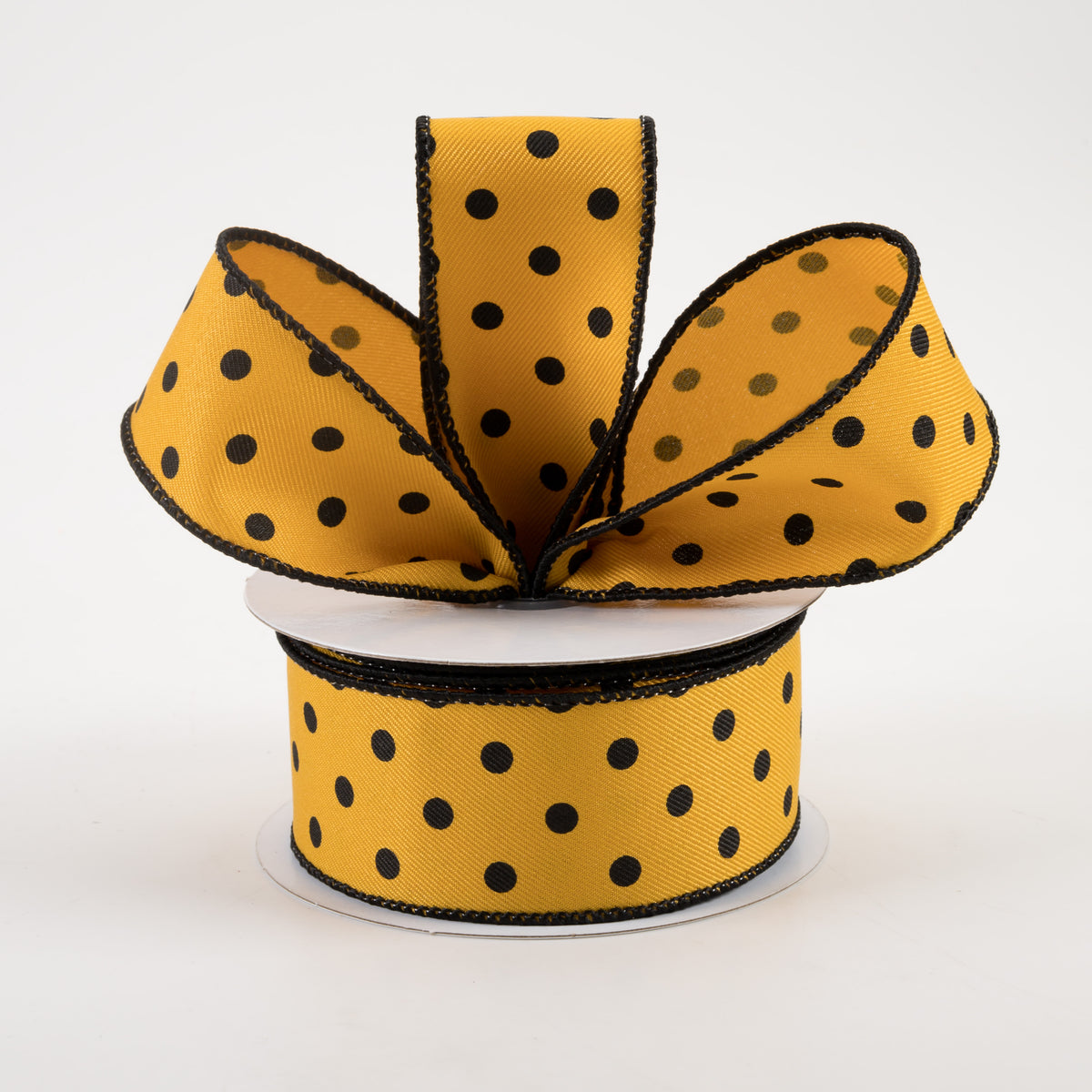1.5" Small Polka Dot Ribbon: Dark Yellow (10 Yards) Lifestyle Photo