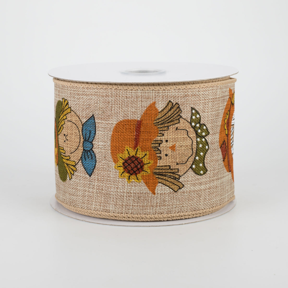 2.5" Smiling Scarecrow Ribbon: Natural (10 Yards)