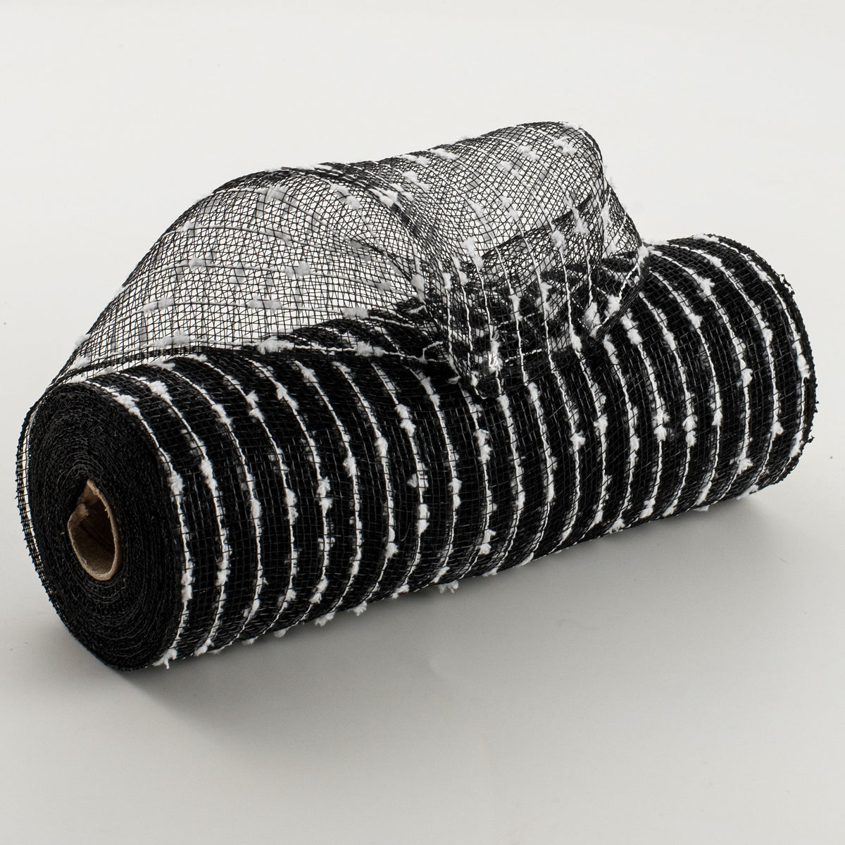10" Snowball Deco Mesh: Black & White (10 Yards) Item Number: RY820262