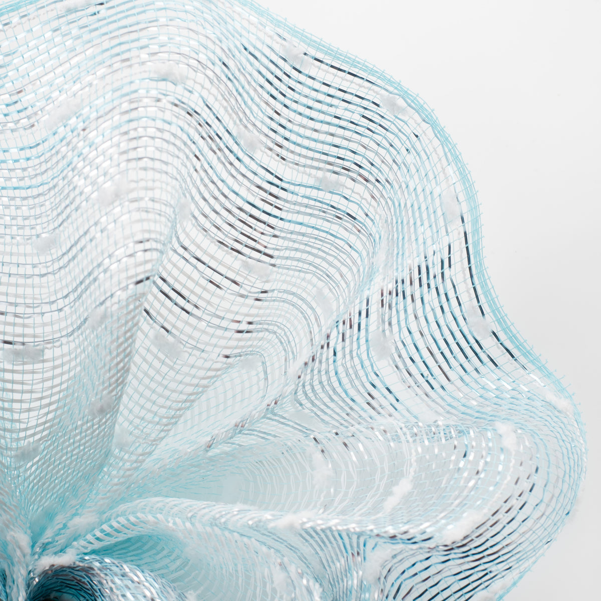 10" Snowball Matte Ombré Mesh: White, Silver, Ice Blue Lifestyle Photo