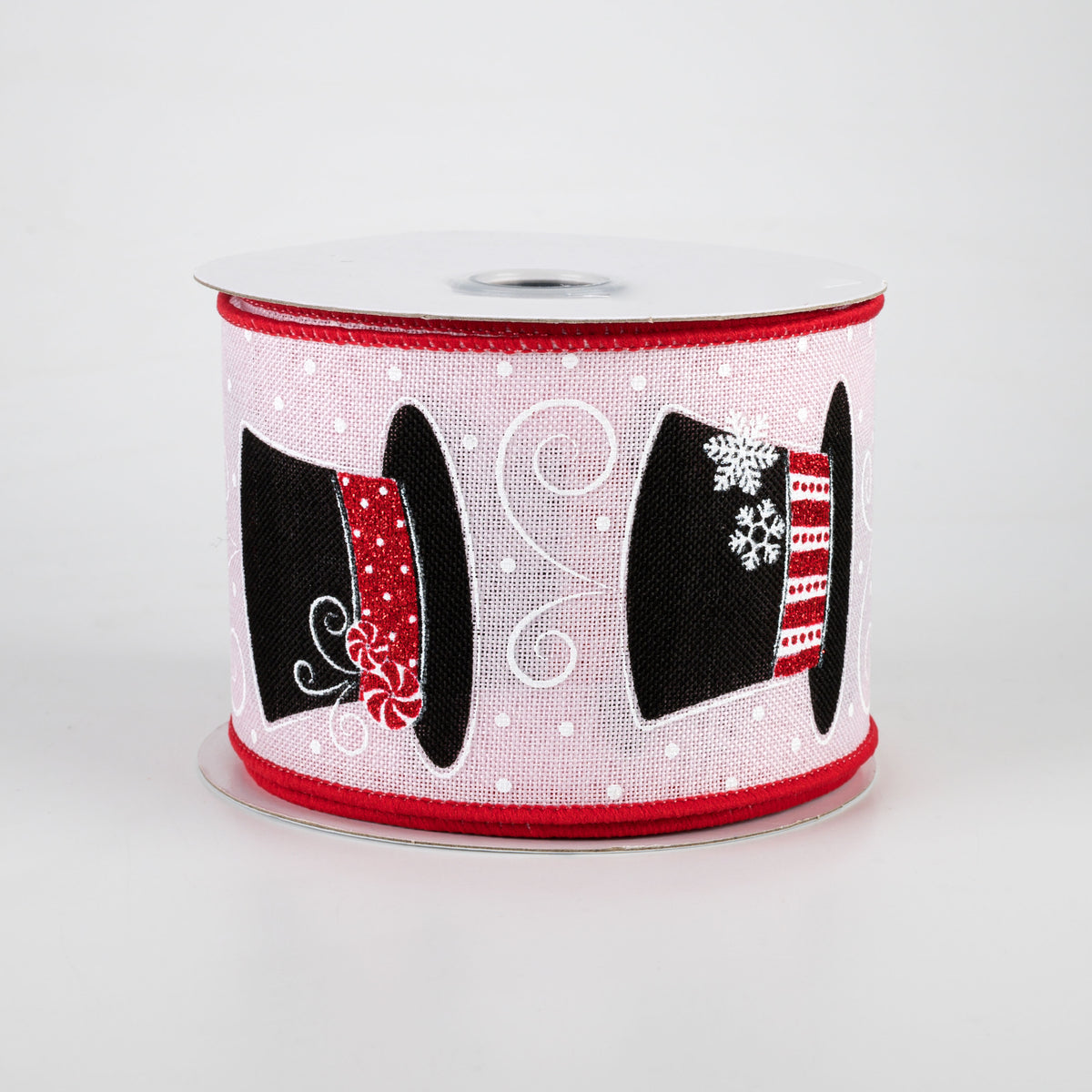 2.5" Snowman Hats Ribbon: Powder Pink (10 Yards)