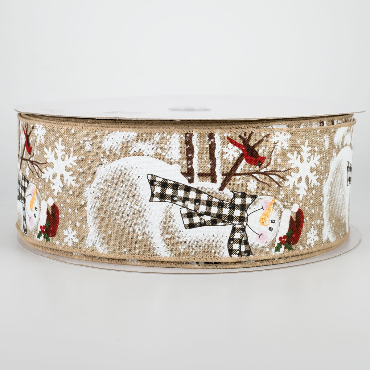 2.5" Snowman With Plaid Scarf Ribbon: Natural (50 Yards) Item Number: CH0940-219