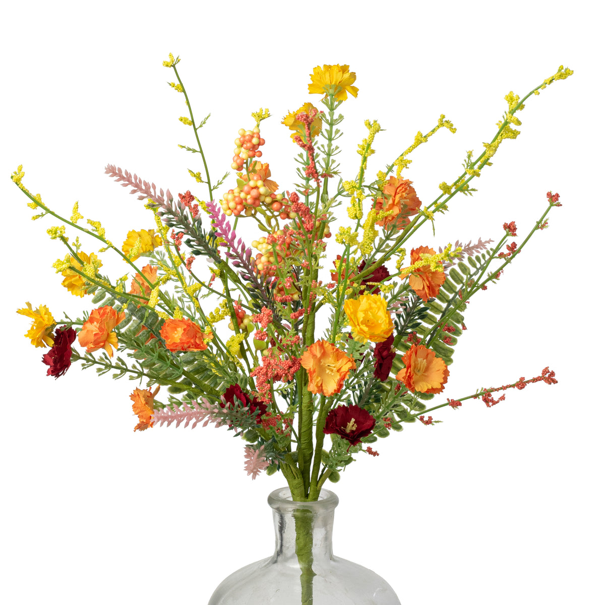 20" Spring Mini Flower Spray: Orange, Red & Yellow Item Number: 64847-ORYELRD
