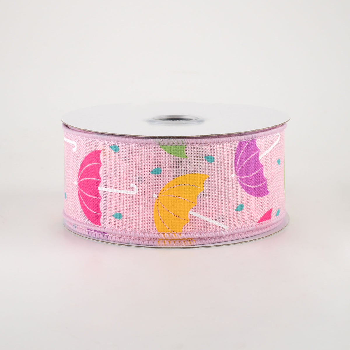 1.5" Spring Umbrellas Ribbon: Pink (10 Yards)