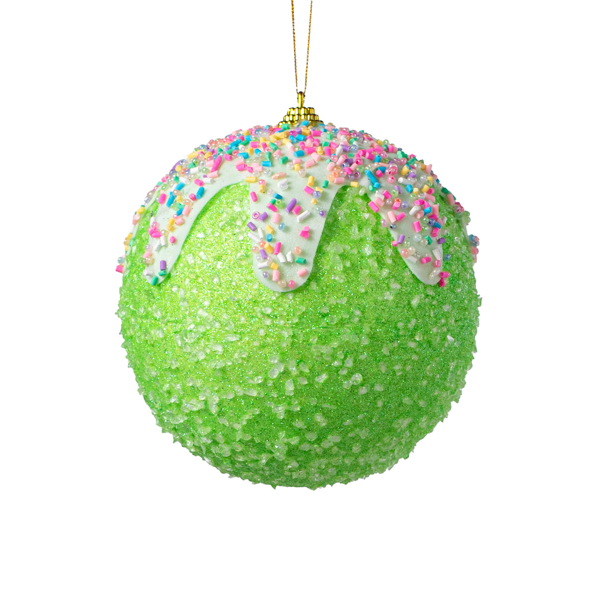 5" Sprinkles & Dipped Ball Ornament: Bright Green Item Number: 85789GN