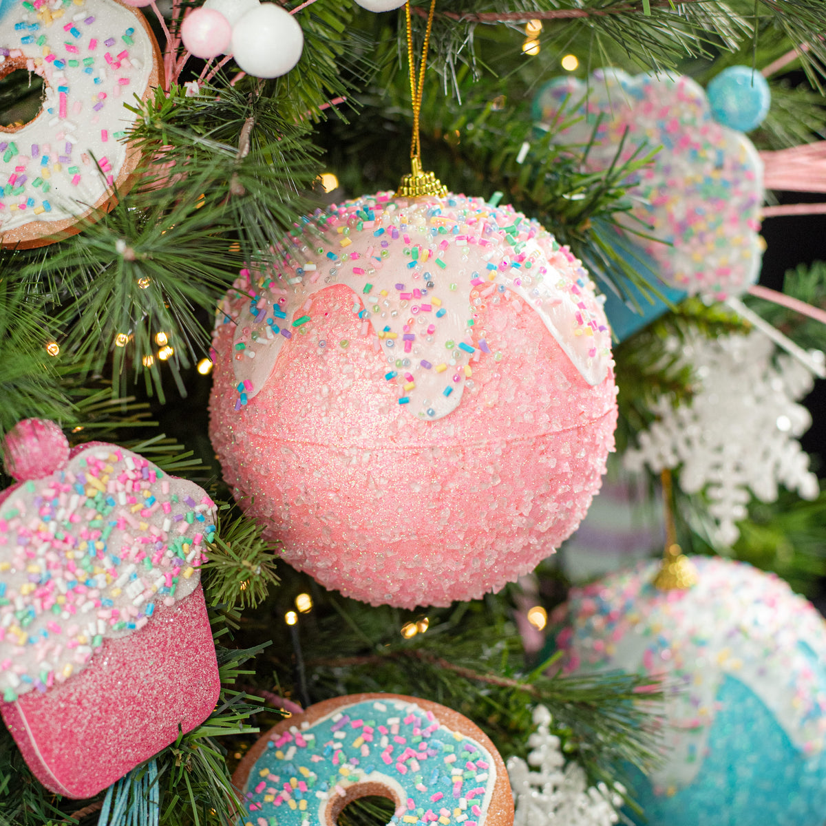 5" Sprinkles & Dipped Ball Ornament: Pink Lifestyle Photo