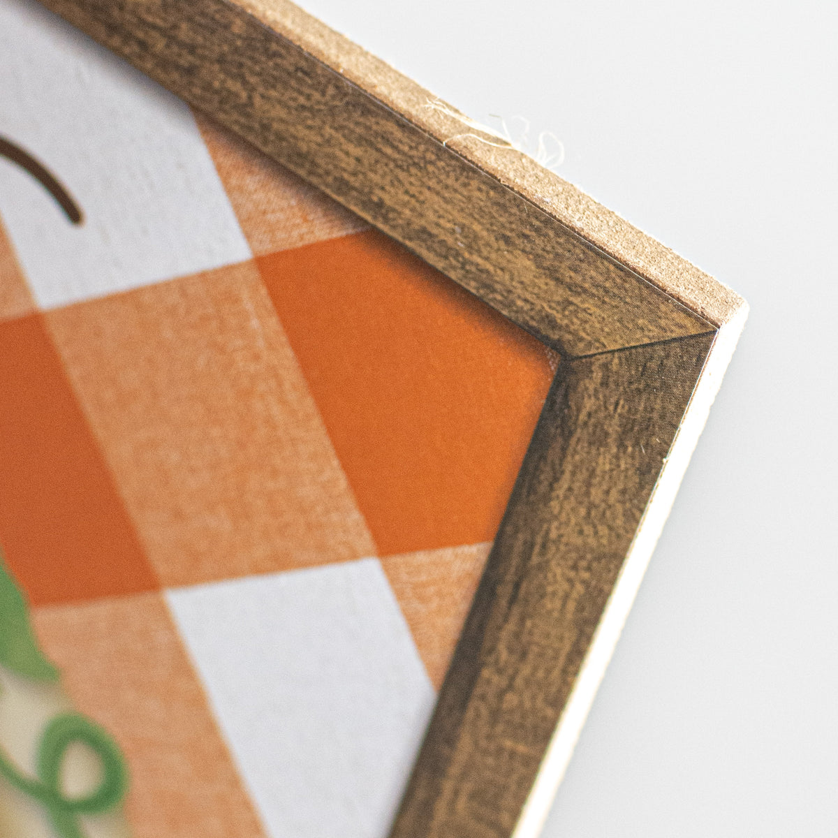 10" Square Short Pumpkin Check Sign: Orange & Cream detail photo 3