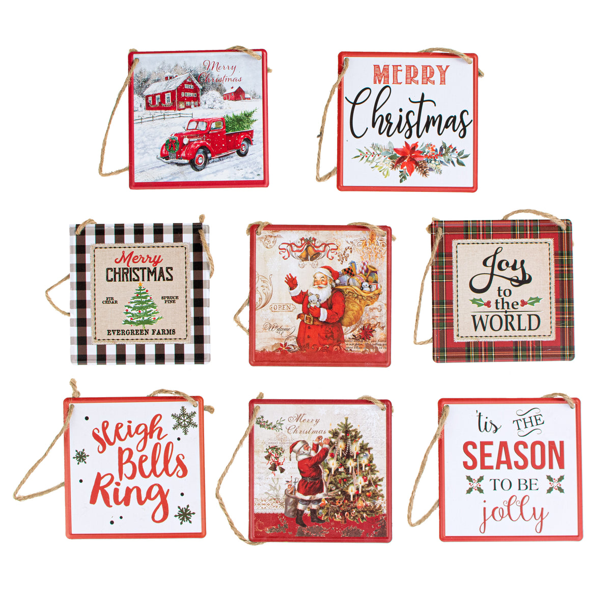 5" Square Tin Signs: Christmas (8 Assorted) Item Number: AP0325