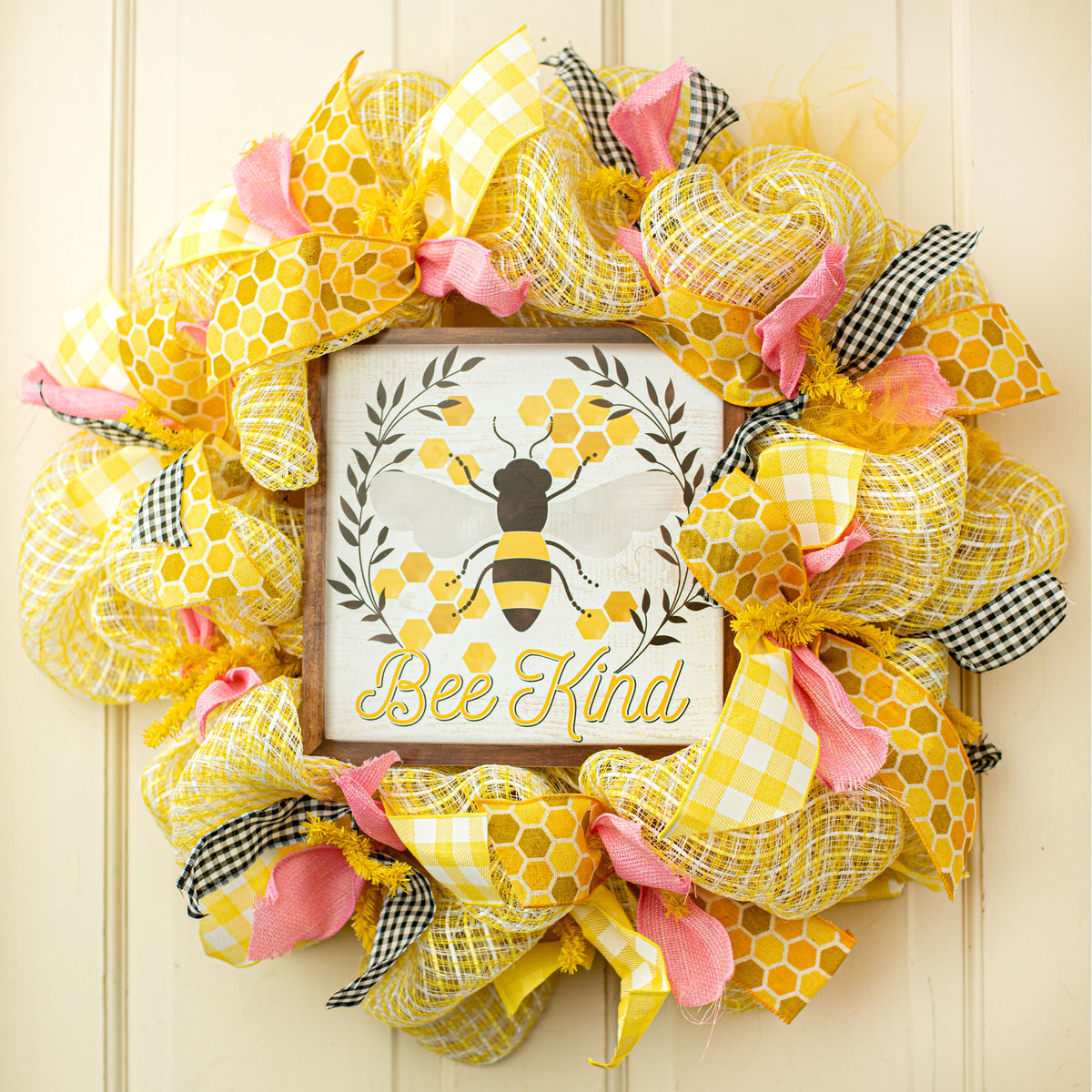 10" Square Wooden Sign: Bee Kind Lifestyle Photo