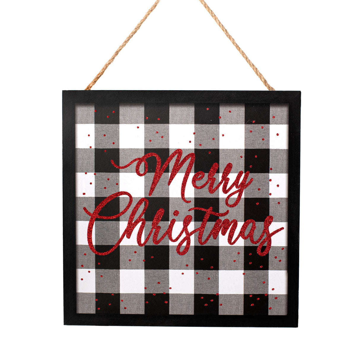 10" Square Wooden Sign: Merry Christmas On Check Item Number: AP884327