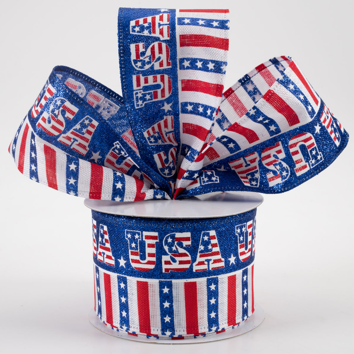 2.5" Stars & Stripes USA Flag Linen Ribbon (10 Yards) Lifestyle Photo